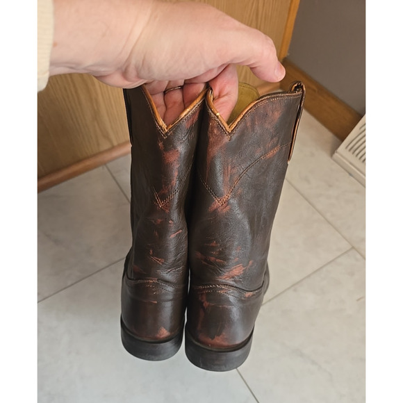 Justin Brown Leather‎ Classic Roper Rodeo Cowboy Western Boots Men\'s Size 11D main image 4